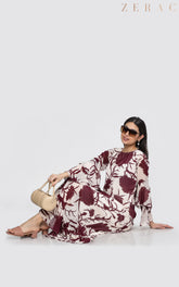 Wine Floral Full Dress